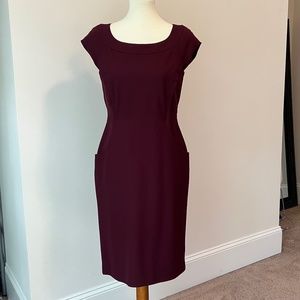 Lafayette 148 New York Size 2 Wine/Red/Burgundy Cap Sleeve Scoop Neck Dress